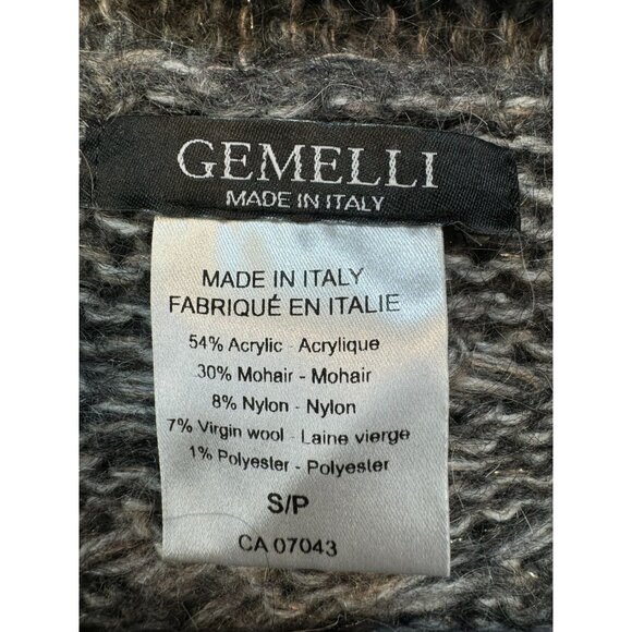 Gemelli Cable Knit Open Front Cardigan Sweater S/P Grey Acrylic & Mohair Blend M - Picture 2 of 12